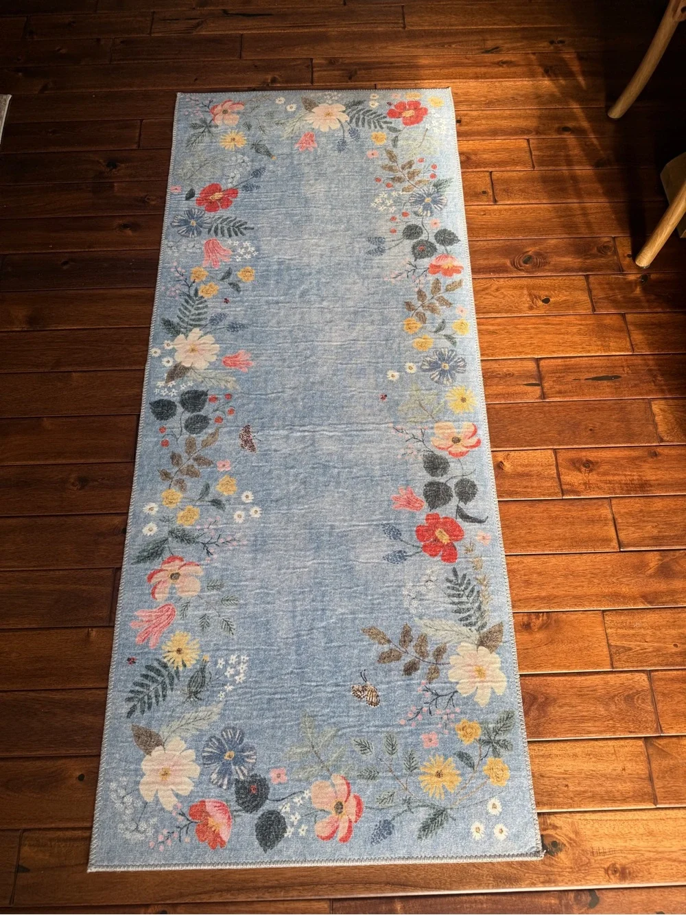 Rifle Paper Co. Floral Roll-Up Runner - Light Blue Floral Print